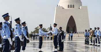 PAF cadets take charge of changing of guards at Quaid-e-Azam shrine on Defence Day